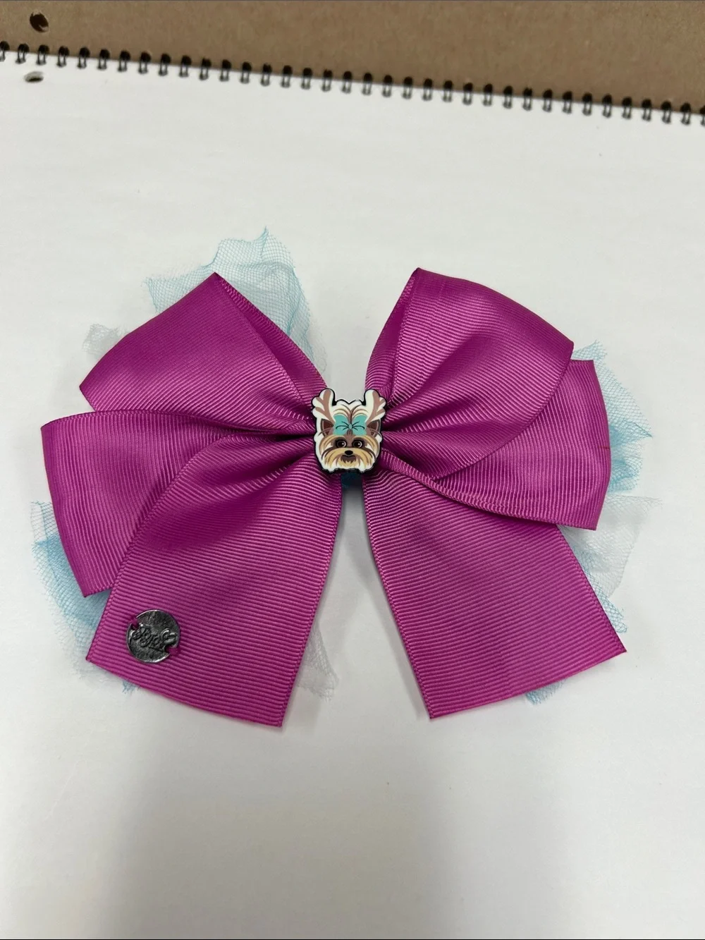 JoJo Siwa Bright Pink Grosgrain Bow Hair Clip with Puppy Charm